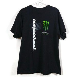 Monster Energy Promotional Pole Position Raceway T-Shirt Black No Tag Fit Size L